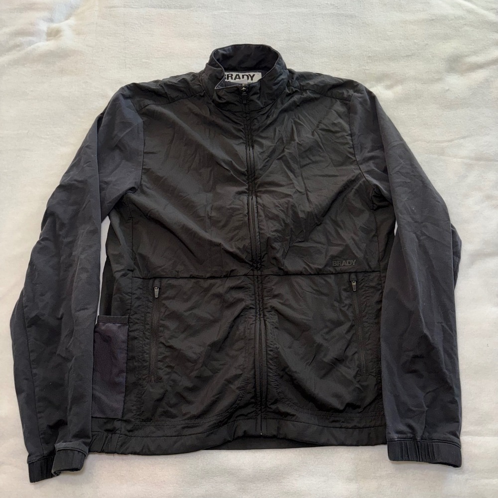 BRADY Full Zip Athletic Running Track Golf Jacket Black Ripstop Mens Small